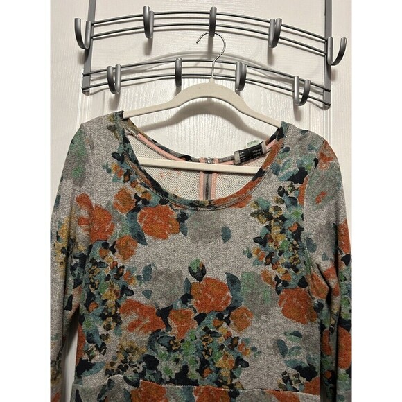 Anthropologie Saturday Sunday Gray Floral Knit Dress Fit & Flare Size Medium - Picture 2 of 16
